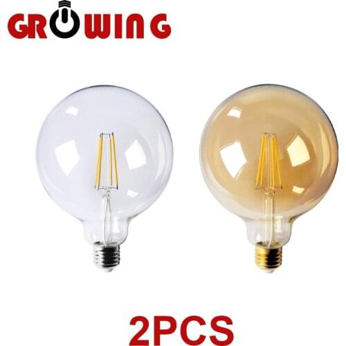 Chrismas Decor 2pcs/lot Retro Edison Filament Bulb G125 8W E27 Bombillas 220-240V Gold Glass Bulb Home Decoration