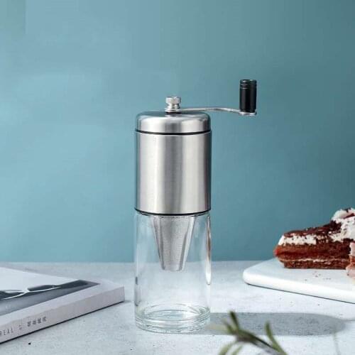 Stainless steel manual coffee bean grinder household hand-cranked grinder grinder compact and portable