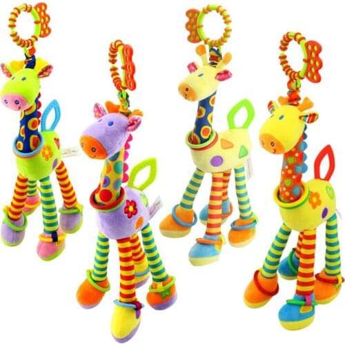 Cute Baby Crib Bed Hanging Toys Stroller Rattles Educational Plush Giraffe Toys Kids Handbells Rattles Toy Infant Soft Plush Toy