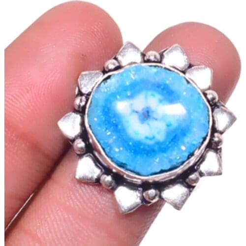 Solar Quarts Ring Silver Overlay over Copper , USA SIZE:8 , R4584