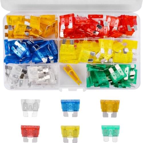 YUNPICAR 120 PCS Assorted Auto Car Truck Standard Blade Fuse Assortment 5A 10A 15A 20A 25A 30A for Car Truck RV Automotive Moto