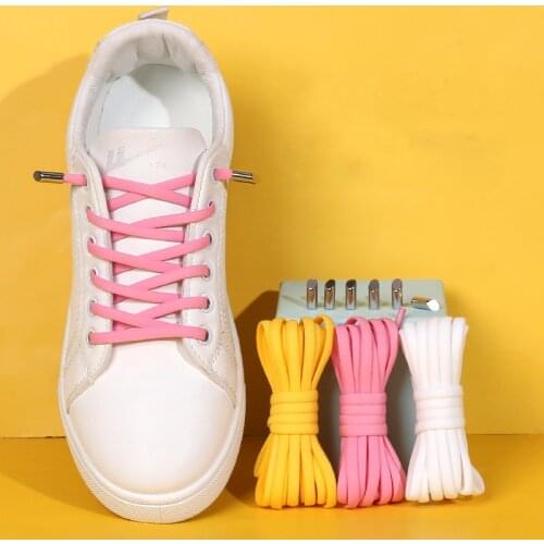 1 Pair Elastic Shoelaces Round No Tie Shoelace Metal Tip Quick Kids Adult Unisex Suitable For All Kinds Of Shoes Lazy Laces
