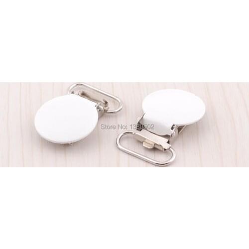 10pcs/lot white color metal round shape Suspender Clips straps Clips for clothes 35*20mm