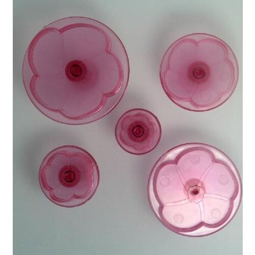 Free Shipping FDA High Quality 5pcs Different Size Transparent Flower Plunger Cutters DIY Cake Fondant Molds Set