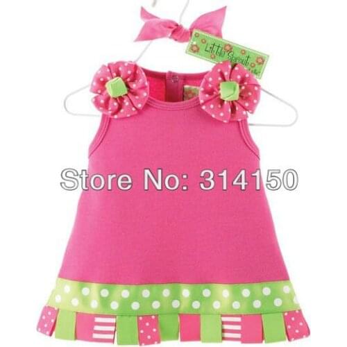 FREE SHIPPING----Baby Girl Lacework Dress Children Pretty Flower One-Piece Dress Girl Cute Pink/Red Cotton Sleeveless Dress 1pcs