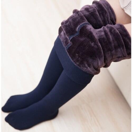 Children winter warm tight for girls thick dance wear 2017 white black Girls plus velvet Leggings