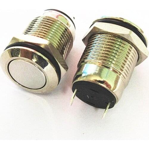 JYL12PY Silver Contact 12MM Flat Round Metal Button Switch Waterproof Reset Switch Doorbell Entrance Guard Car DIY Parts