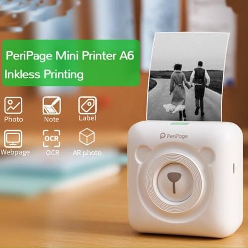 Peripage Mini Pocket Photo Printer Portable Mobile Phone Bluetooth Thermal Label Student Work Printer HD No Ink Required Printer