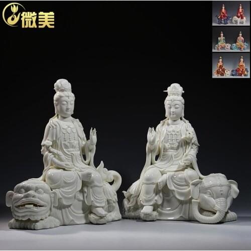 Multi Size Manjusri, Samantabhadra Buddha like like Dehua ceramic ornaments hand painted white porcelain crafts