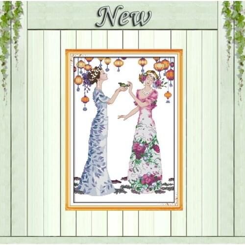 Manor PARTY beautiful girl angel decor painting counted print on canvas DMC 14CT 11CT Cross Stitch Needlework Set Embroider kits
