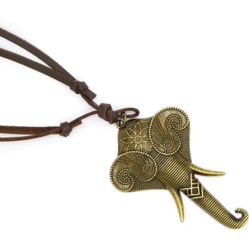 Fashion Eagle Brown Leather Necklace Punk Retro Lady Elephant Necklace Casual Elegant Long Rope Mens Little Swan PU Necklace