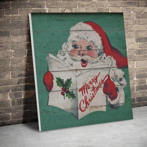 Framed Retro Merry Christmas Santa Christmas Posters Canvas Paintings Wall Art Canvas Prints Pictures Kids Room Home Inner Frame