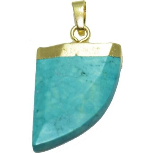 Natural gem pendants stones women green Howlite moon charm jewelry making horn raw turquoises stone gold point healing chakra
