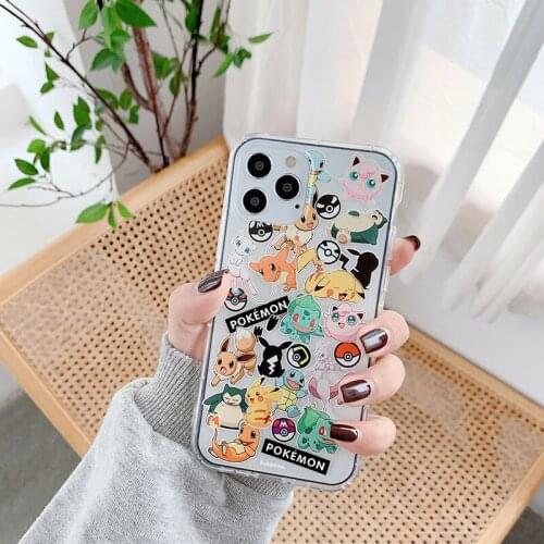 Anti-fall Air Pressure Pokemon Phone Case for Iphone 6 7 8 IPhone X XR Pro Cell Phone Case Cute Cartoon Silicone Case Couples