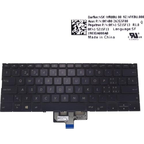 SW Swiss Backlight keyboard for Asus Deluxe 14 zenbook UX433 UX433FA UX433FN laptop keyboards QWERTZ original 0KNB0 262GSF00