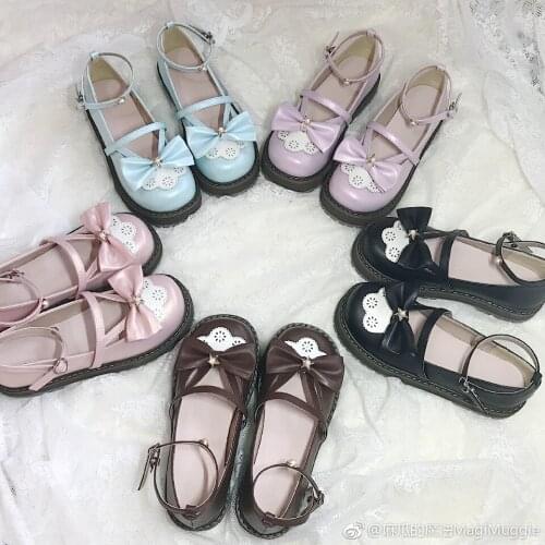 Sweet lolita shoes tea party kawaii princess kawaii shoes vintage lace bowknot round head low heel women shoes loli cosplay cos