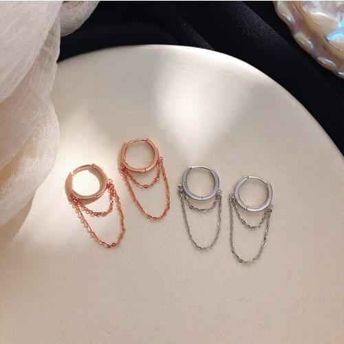 Punk Rose Simple Circle Loop Earring 2020 Summer S925 Sterling Silver Chain Round Drop Earrings for Women Jewelry Christmas Gift