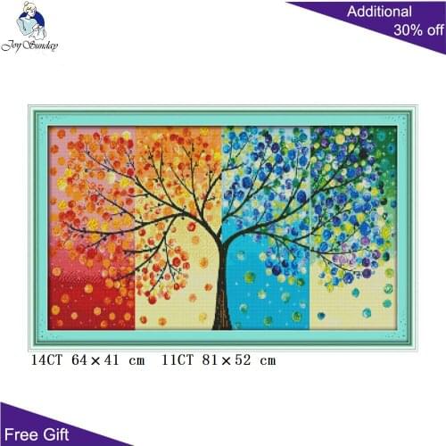 Your Gift Money Tree Home Decor F372 14CT 11CT Counted and Stamped Four Seasons Money Tree Embroidery DIY Cross Stitch Kits