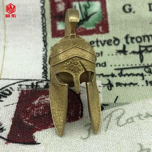 1PC EDC Paracord Beads Spartan Helmet Retro Brass Copper Lanyard Pendants Knife Beads Umbrella Rope Cord Necklace Bracelet Bead