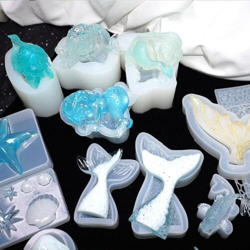 1Pc Fish Seaweed Dolphin Cake Mold Seahorse shell Mould Starfish Mermaid Cake Border Fondant for Kitchen Baking Decoration Molds
