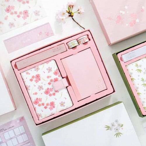 1pcs creative gift box hand See also cherry hand account set Japanese fresh PU hand book set 4