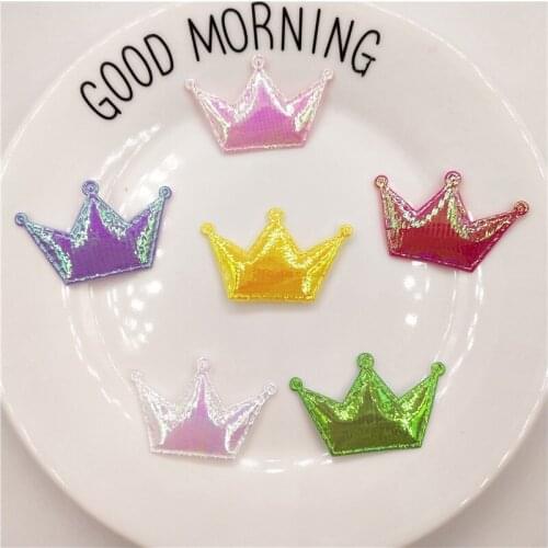100pcs/lot 4*2.8cm Shiny Crown Padded Appliques for DIY Accessories Craft Handmade Decoration And hair Clip Accessories