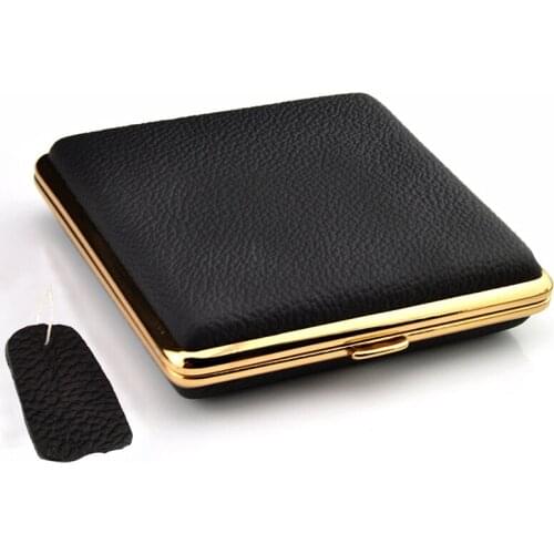 20 Sticks Cigarette Case Leather Litchi Pattern Cigarette Box Brown Black High Quality Cigarette Storage For Smoking YJ576