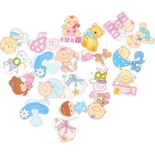 20Pcs Pink/blue Baby Painted Wood Crafts For Scrapbooking DIY Supplies Wooden Ornaments Home Decoration Handmade Accessories