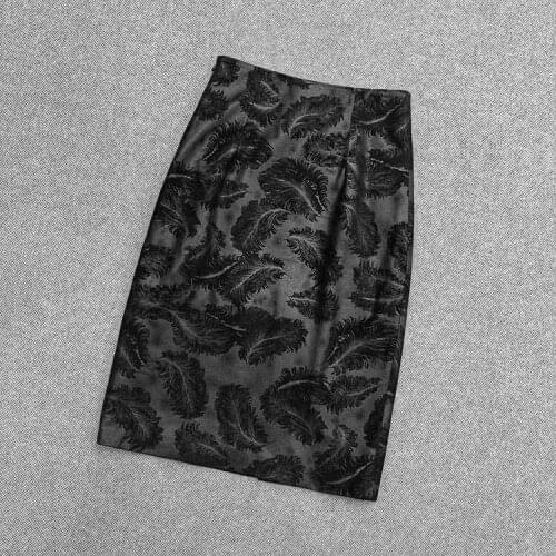 2021 New Style Women Genuine Sheepskin Printing Flocking Leather Skirt