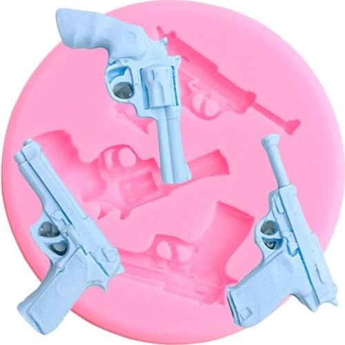3D Baby Toy Gun Silicone Mold DIY Cupcake Topper Fondant Molds Baby Birthday Cake Decorating Tool Candy Chocolate Gumpaste Mould