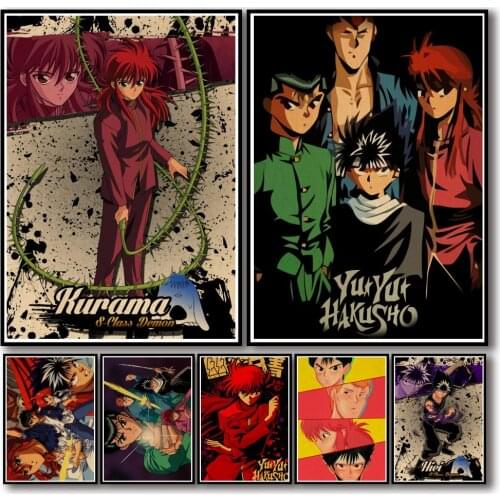 45 Designs Anime YuYu Hakusho Kraftpaper Poster Artwork Painting Abstract Fancy Wall Sticker for Coffee House Bar