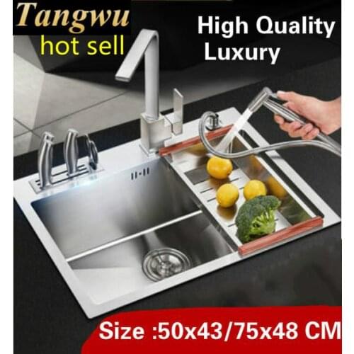 Free shipping Home kitchen manual sink single trough vogue wash vegetables 304 stainless steel multifunction 50x43/75x48 CM