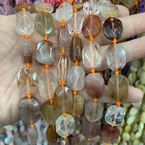 Natural Rutilated Quartz Beads 15'' Irregular DIY Loose Beads For Jewelry Making Women Beads Necklace Valentine Gift