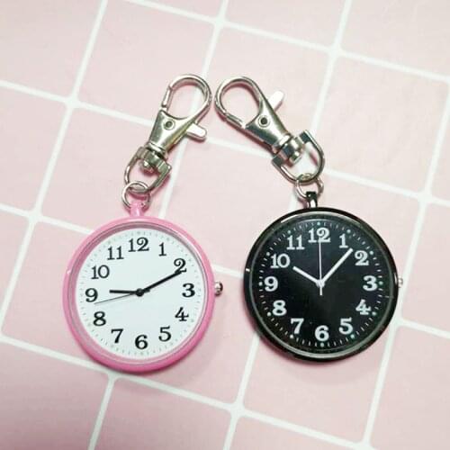Newly Fashion Pocket Watch Small Round Dial Quartz Analog Keychain Pocket Watch Clock