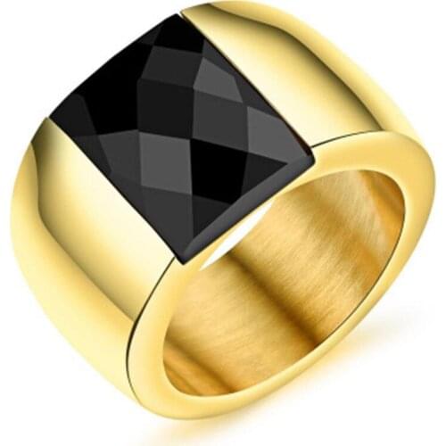 Milangirl Black Enamel Rings Men Vintage Ring Punk Classic Black Drip Imitation Black Stones Male Enamel Ring