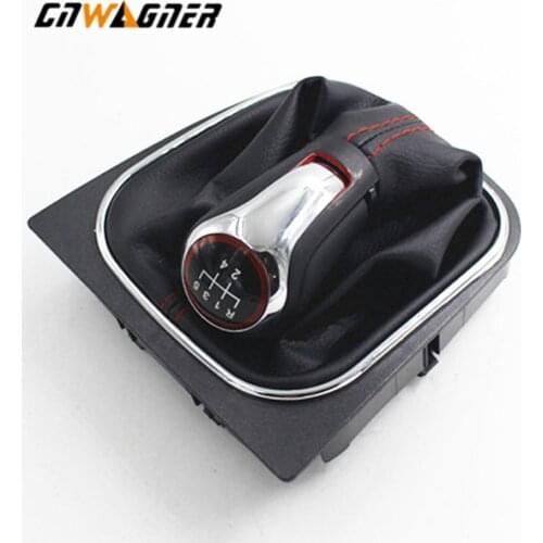 For volkswagen VW Golf Golf 5 6 MK5 MK6 for Jetta MK6 2004-2011 5/6 Speed Chrome Car Gear Shift Knob With Leather Boot
