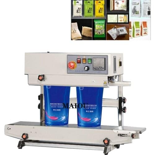 Horizontal And Vertical Bag Sealing Machine Continuous Vertical Band 500W Automatic Envelope Sealer Plastic Bag Film Print Date