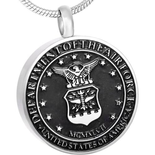 IJD8417 The American Keepsake Badge Cremation Jewelry Urn Charm Necklace for Ash Funeral memorial jewelry for Man