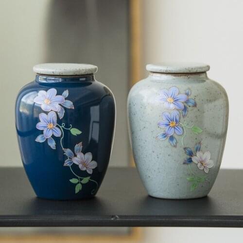 Ceramics Pet Ashes Urn Handpainted Variable Glaze chinaware Cremation Urn Memorial