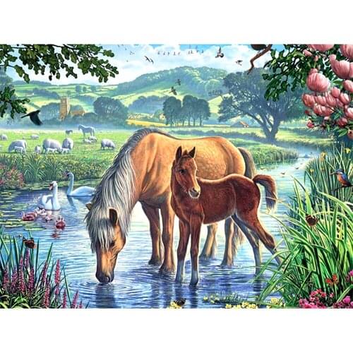 KEXINZU Full Square/Round Drill 5D DIY Diamond Painting "Animal horse" Embroidery Cross Stitch 5D Home Decor Gift Y6466