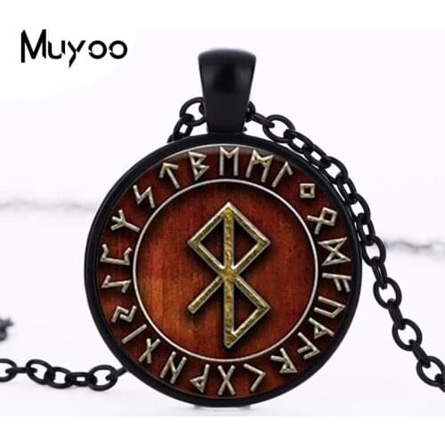 Viking Peace Rune in Runic Circle pendant jewelry Glass Cabochon Necklace HZ1