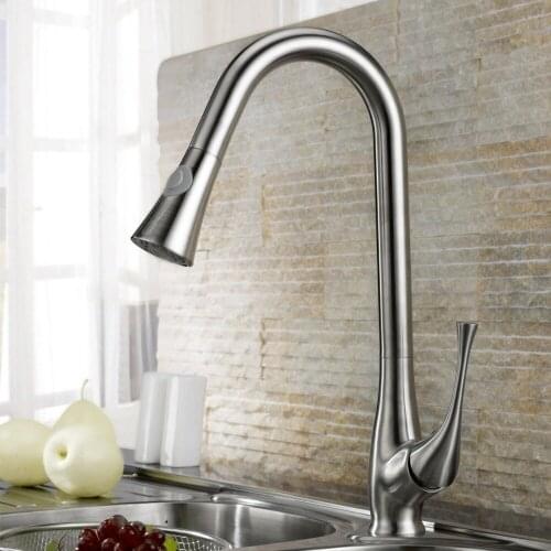 Brushed nickel Swivel Pull out Spray Kitchen Bar Sink Faucet mixer tap
