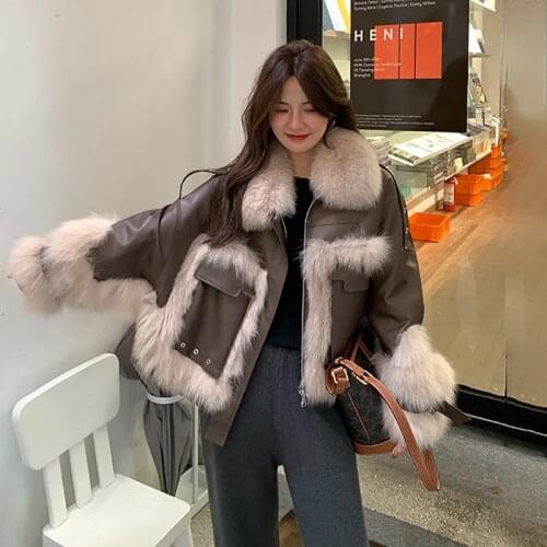 Fur Womens Jacket Winter Short Korean Bat Sleeve Super High Quality Silky Smooth Imported Fox Fur Square Collar Fashion Coat