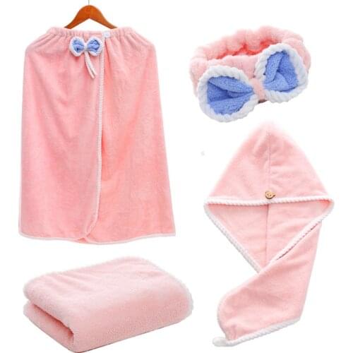 4pcs/set Microfiber Towel Set Bathroom Absorbent Bath Towel Face Towels For Adults Shower Cap Headband Serviette De Bain Toallas