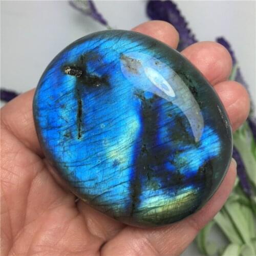 Natural Rainbow Labradorite Palm Stone Gemstone Irregular Smooth Polished Pebble Healing Stone Home Decoration
