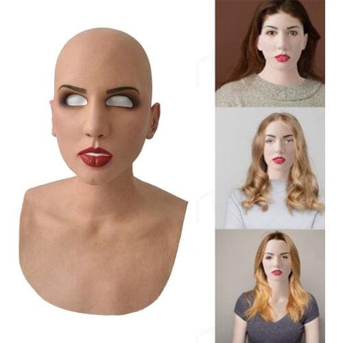 1pc New Halloween Realistic Beauty Women Mask Funny Cosplay Prop Masks Mask Creepy Wrinkle Face Mask Latex Cosplay Party Props