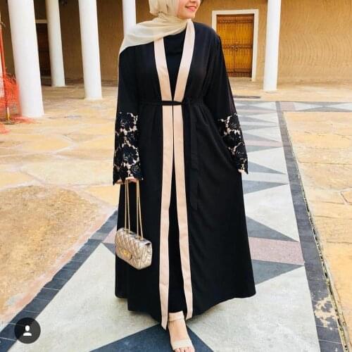 Latest New Designs Embroidery Cardigan Islamic Clothing Fashion Front Open Kimono Arabic Style Dubai Muslim Abaya