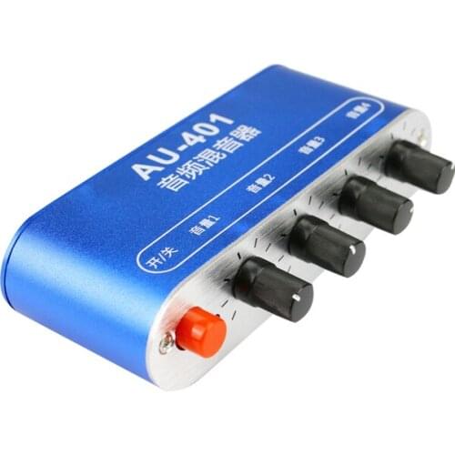 NEW Stereo Mixer (4 Input ,1 output ) Individually Controls Board DIY Headphones Amplifier Case DC12V