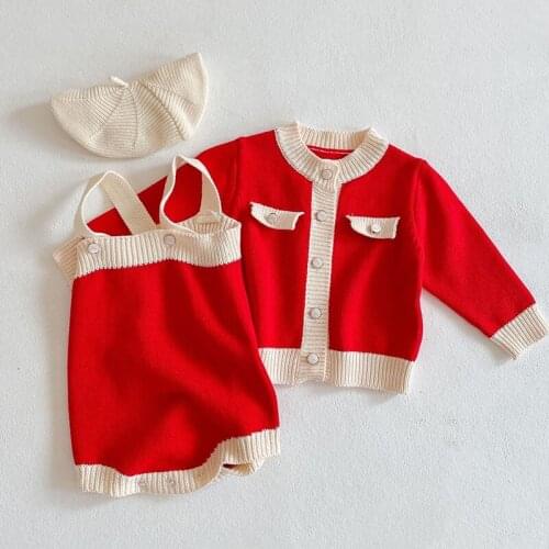 Autumn Winter New Baby Girl Clothes Sets Clothing Baby Girls Knit Sweater Cardigan Coat Jumpsuit Suit Infant Baby Clothes