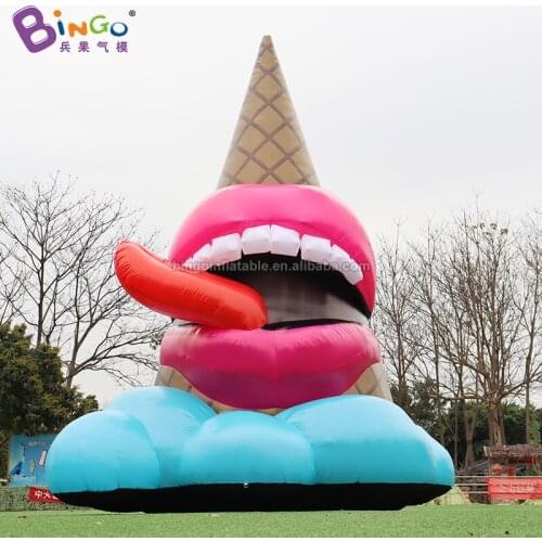 Personalized 3.9x3.9x5 meters inflatable ice cream with mouth for decoration / event use ice cream balloon for display toys